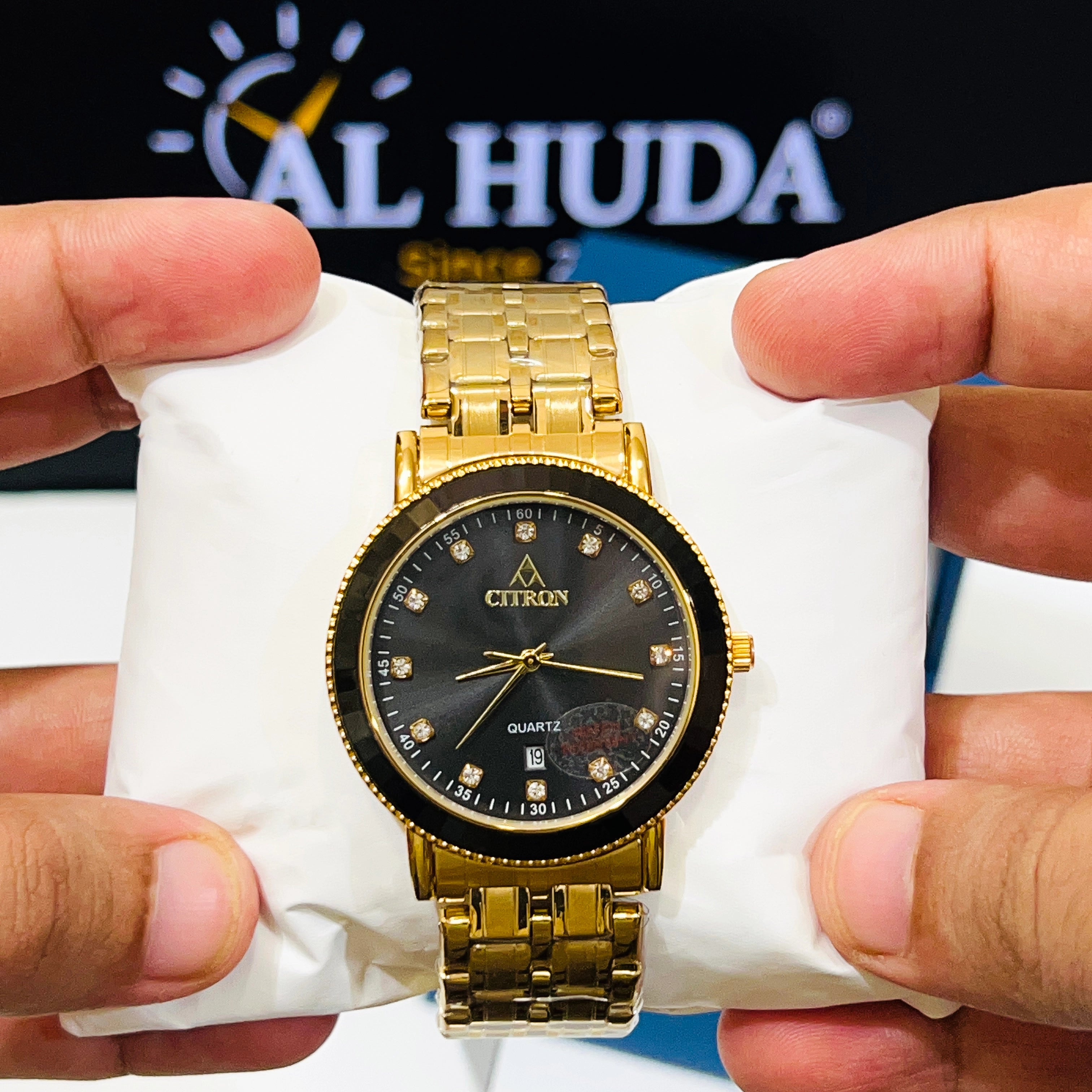 1g | Citron Black Dial Full Gold Men's Watch WITH FREE BOX