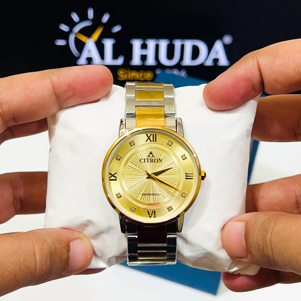 3 | CITRON Classic Silver-Gold Dial Watch WITH FREE BOX