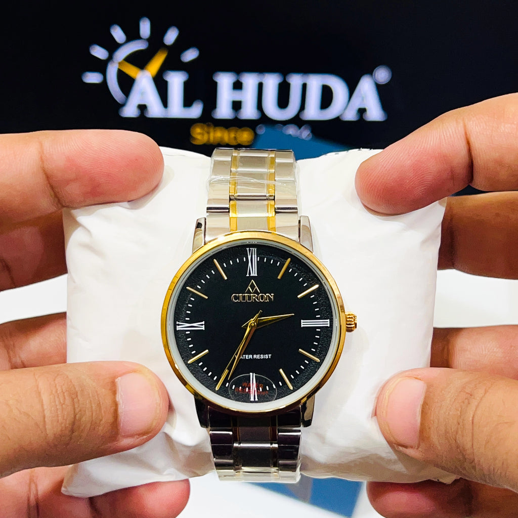 4 | CITRON Classic Silver-Gold, Black Dial Watch WITH FREE BOX