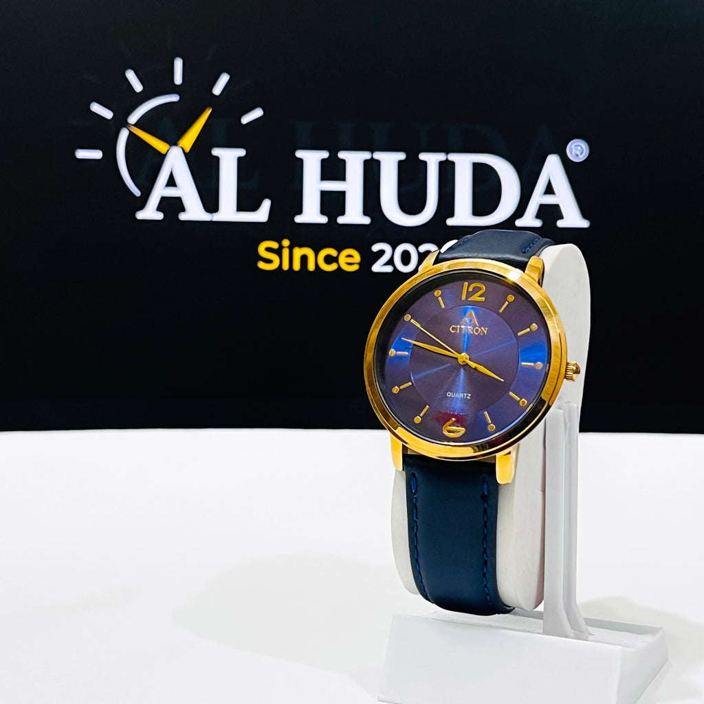 Db | Citron Blue Strap and gold Dial Watch WITH FREE BOX