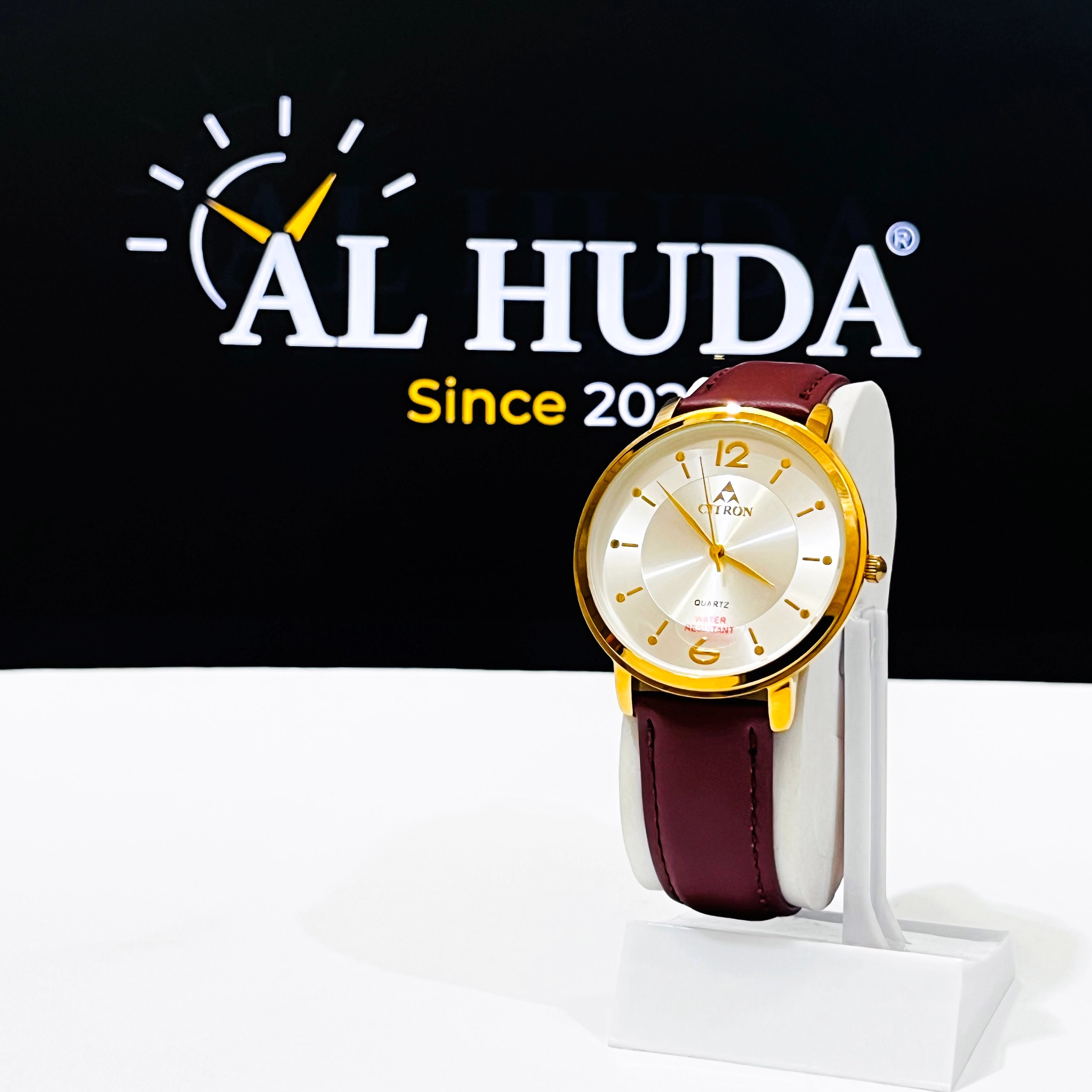 D | Citron Brown Strap and gold Dial Watch WITH FREE BOX