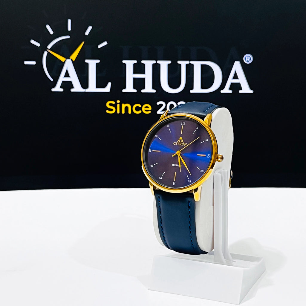 Cb | Citron Blue Strap and gold Dail Watch WITH FREE BOX