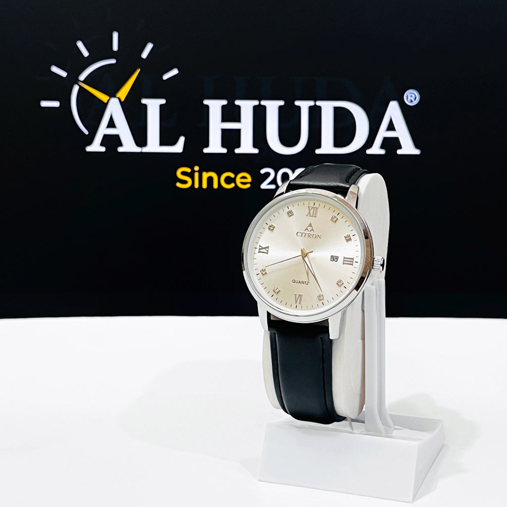 A | Citron Classic Black & Silver Dial Watch WITH FREE BOX