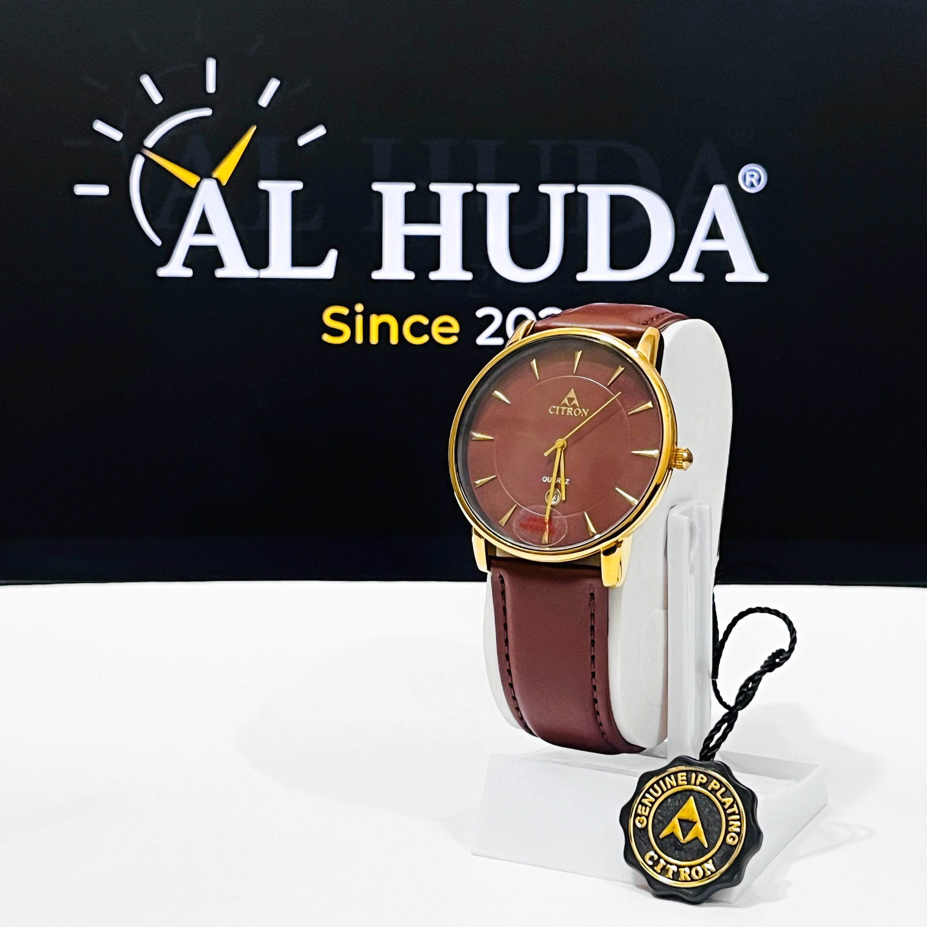 Fb | Citron Gold Luxe Full Brown Strap Date Watch WITH FREE BOX